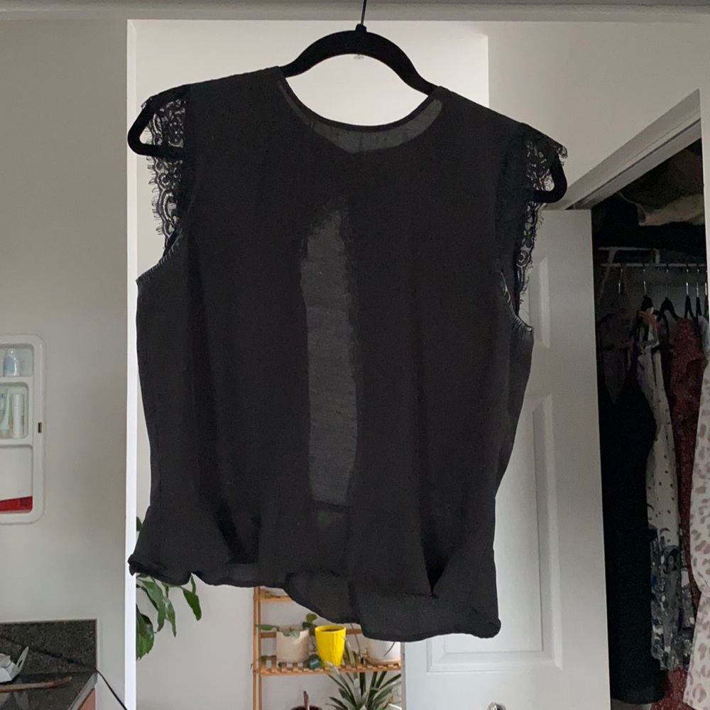 Open back black blouse